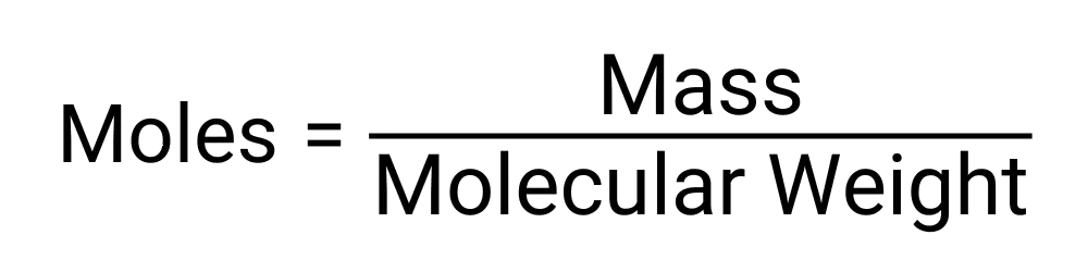 An image showing the formula for finding the number of moles.